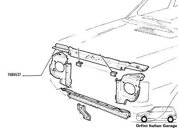 7585537 5935312 - Front Upper Crossrail - Fiat Uno MK1 View Front