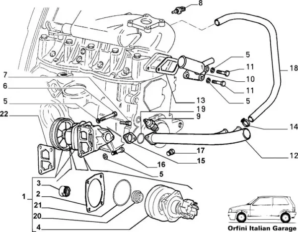 7596811 Stainless Steel Water Pipe Fiat Uno Tipo Tempra Lancia Dedra Delta View Front
