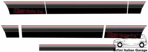 7606571 7606570 7606564 7606563 Fiat Uno Turbo IE MK1 Decals Adhesive Adesivi View Rear