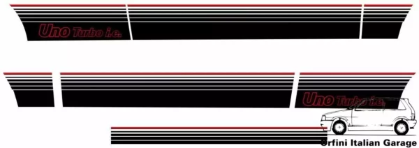7606571 7606570 7606564 7606563 Fiat Uno Turbo IE MK1 Decals Adhesive Adesivi View Rear