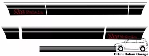 7606575 7606574 7606562 7606561 Fiat Uno Turbo IE MK1 Decals Adhesive Adesivi View Rear