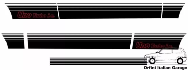 7606575 7606574 7606562 7606561 Fiat Uno Turbo IE MK1 Decals Adhesive Adesivi View Rear