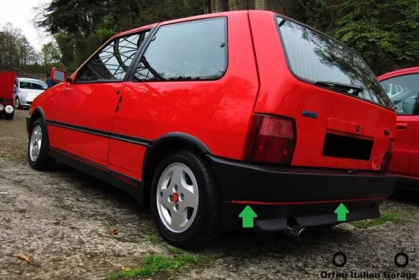 7613916 7614048 - Red Trim for Bumpers - Fiat Uno Turbo IE MK2 View Right