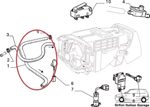 7617151 Heater Riscaldamento Hose Pipe Fiat Uno View Rear