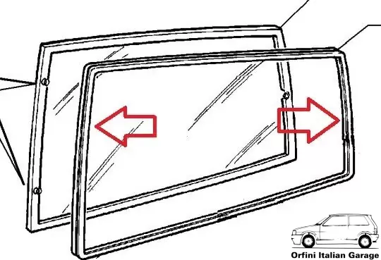 7619265 7582603 7582602 Side Rear Window Rubber Autobianchi Lancia Y10 View Rear