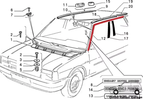 7622175 5959428 Roof A Pillar Trim Moulding Seal Left Fiat Uno MK1 MK2 5 Doors View Rear