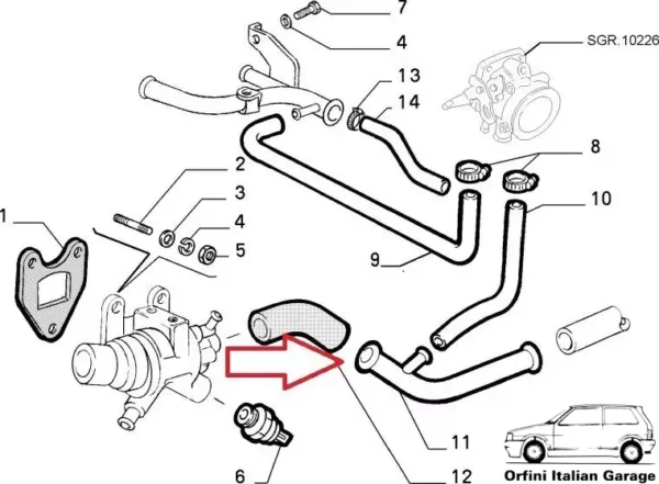 7625877 - Stainless Steel Water Pipe Hose Lancia Thema 2.0 Turbo 16v View Front