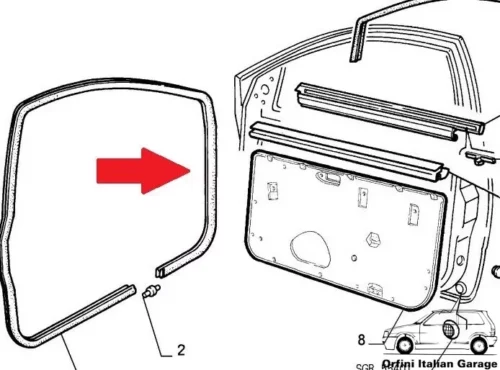 7637035 60809736 7617485 Front Side Door Rubber Fiat Tipo Tempra Alfa Romeo 155 View Rear