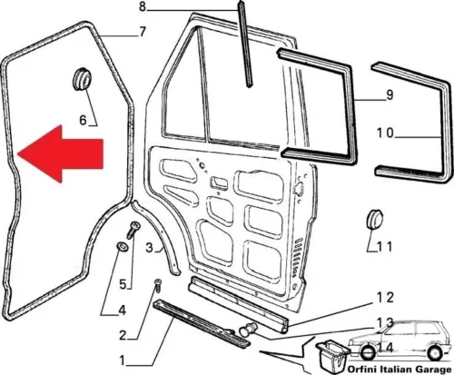 7675271 Front Door Rubber Fiat Ducato Peugeot J5 Citroen C25 View Rear