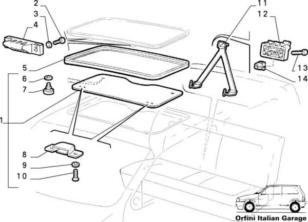 7677227 - Sunroof Rubber Gasket Guarnizione Tetto Apribile Fiat Cinquecento View Front