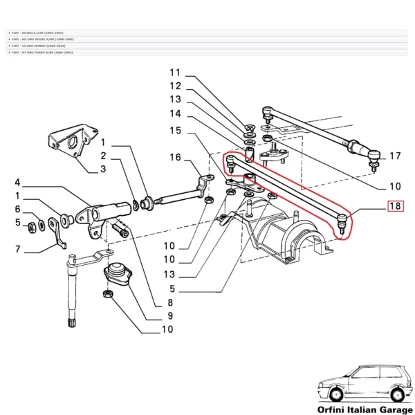 7698807 - Gearbox Tie Rod Selector Tirante Leva Cambio Fiat Uno Turbo View Front