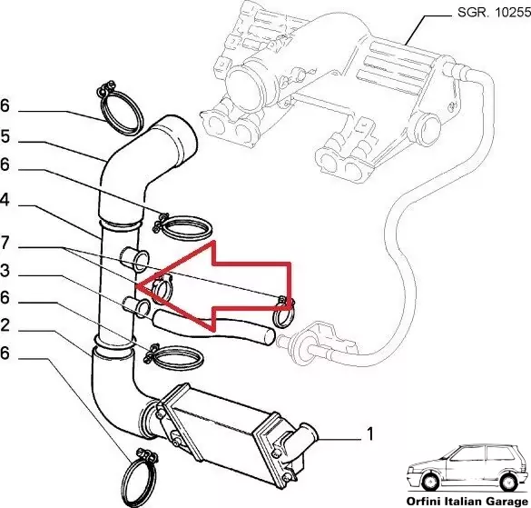 7702032 - Stainless Steel Air Intake Pipe Hose Fiat Uno Turbo IE MK2 View Front
