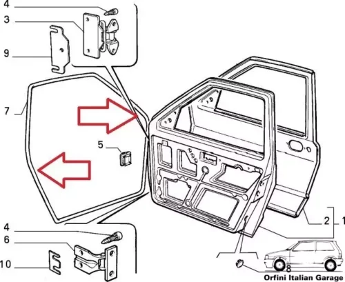 7719716 Front Side Door Rubber Fiat Fiorino 1993-2000 View Rear