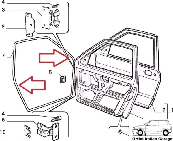 7719716 Front Side Door Rubber Fiat Fiorino 1993-2000 View Rear
