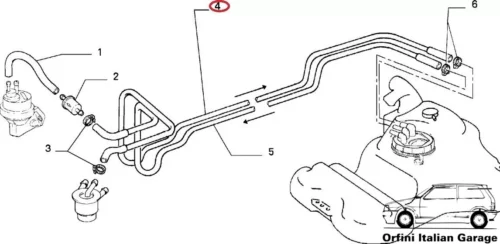 7726896 7728671 7694768 Fuel Hose Pipe - Fiat Tipo Tempra View Rear