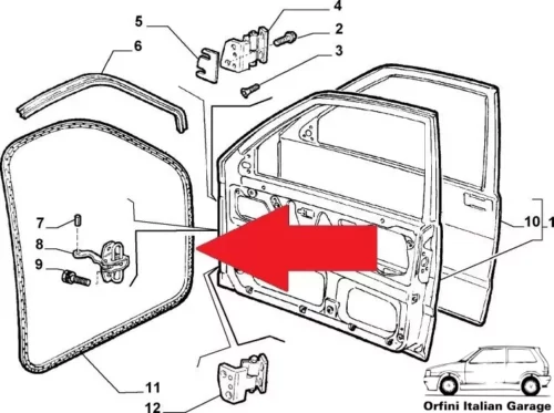 7767974 7731607 Front Side Door Rubber Fiat Cinquecento View Rear