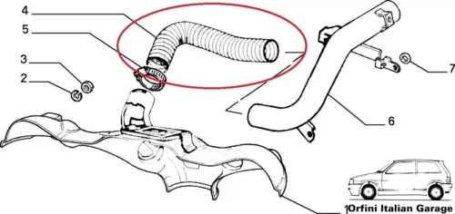 7771715 Exhaust Heater/ Intake Hose Pipe - Fiat Tipo View Right