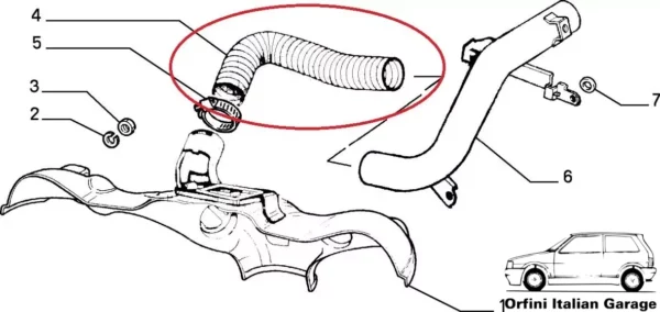 7771715 Exhaust Heater/ Intake Hose Pipe - Fiat Tipo View Right