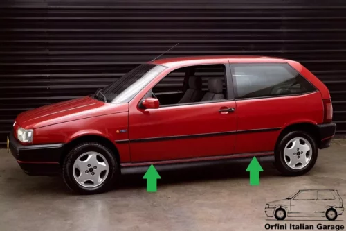7784216 Red Trim for Side Skirts Minigonne- Fiat Tipo Sedicivalvole 3 Doors View Front
