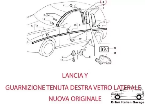 7793029 - B Pillar Rubber Trim - Lancia Y View Rear