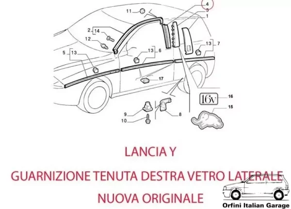 7793029 - B Pillar Rubber Trim - Lancia Y View Rear