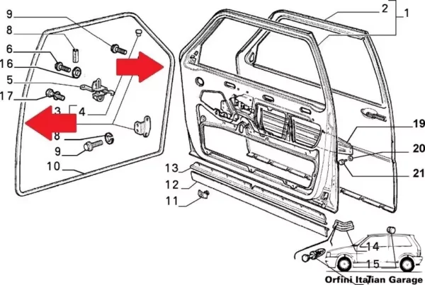 7796894 82468657 Front Side Door Rubber Lancia Thema S1 S2 S3 View Rear