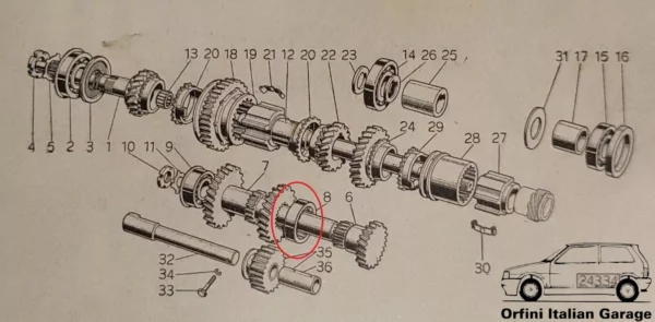 801550 Bearing Cuscinetto Albero Secondario Fiat 1400 / 1400 A View Rear