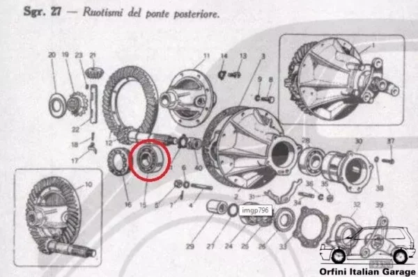 804048 707504 Bearing Cuscinetto Differenziale Posteriore Fiat 500A/B/C Topolino View Front