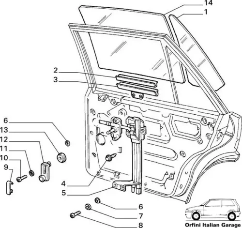 82399314 - Side Rear Left Window - Lancia Delta Integrale View Rear