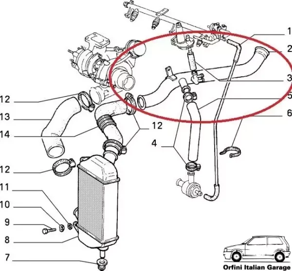 82408810 Stainless Steel Intercooler Pipe Hose Fiat Croma Turbo IE Lancia Thema View Right
