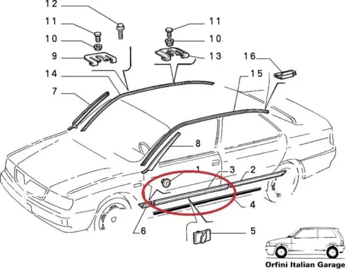82444102 Outer Trim Front Right Door Lancia Dedra View Right