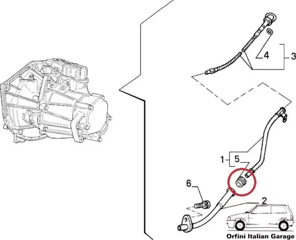 82464208 Gearbox Dipstick Level Rod Seal Gasket Lancia Delta Integrale View Rear