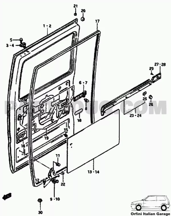 8466185510 91115427 Sliding Door Rubber Gasket Suzuki Super Carry Bedford Rascal View Rear