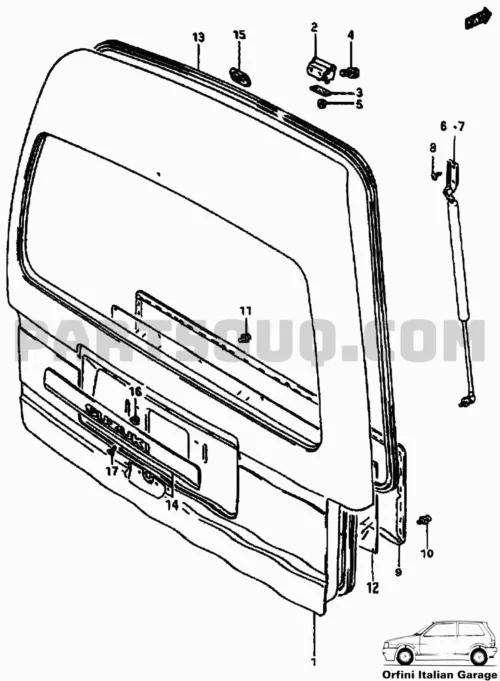 8468185510 91115428 Back Door Rubber Gasket Suzuki Super Carry Bedford Rascal View Rear