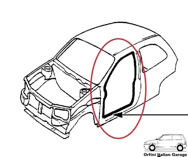 9114054 9114053 Front Door Rubber Opel Vauxhall Corsa B GSI / 3 doors versions View Rear