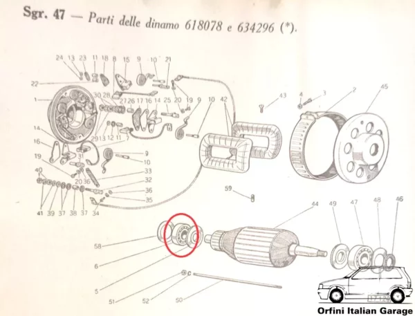 92395 Bearing Cuscinetto Dynamo Dinamo Fiat 1500 A/B/C Musone View Front