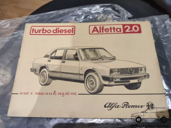 Alfa Romeo Alfetta Diesel Owners Manual Handbook Libretto Uso e Manutenzione View Front