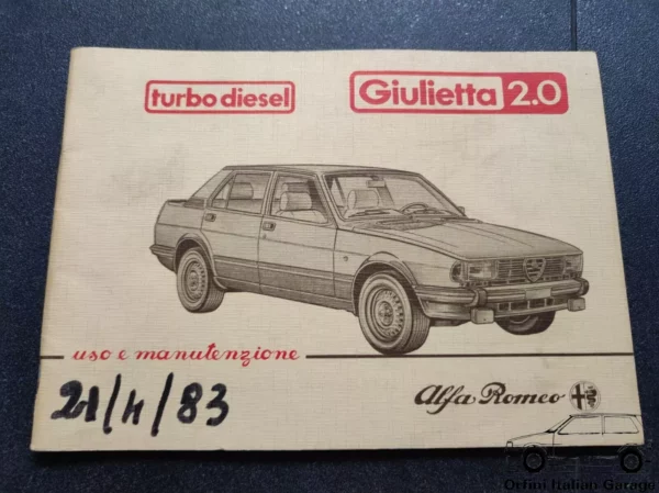 Alfa Romeo Giulietta Diesel Owners Manual Handbook Libretto Uso e Manutenzione View Front