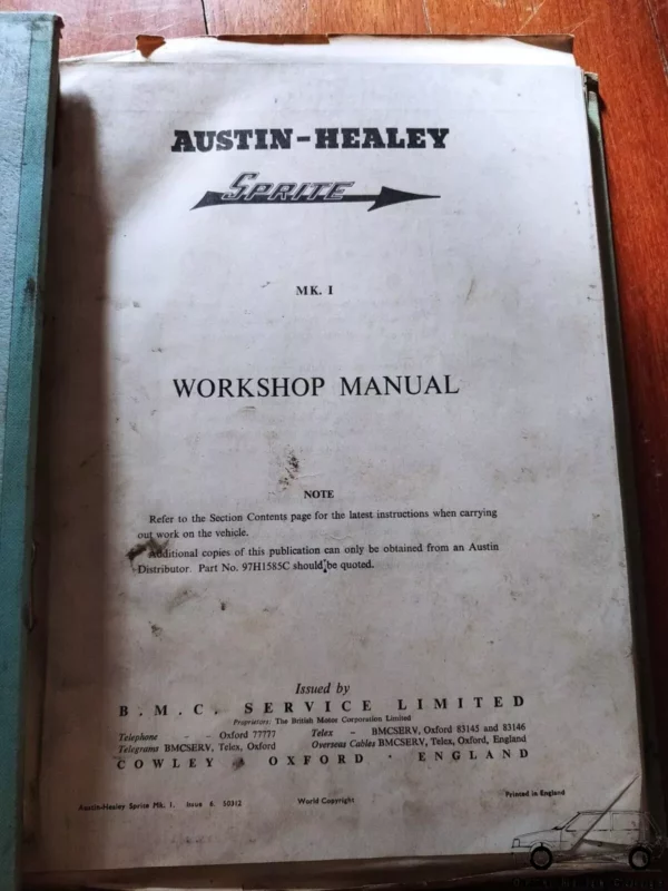 Austin Healey Sprite MK1 - Workshop Service Repair Operation Manual View Left