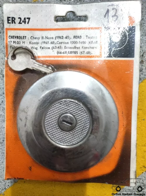 ER247 - Fuel Tank Cap with Keys Ford Cortina MK2 Taunus 17M 20M Ranchero Chevy View Right