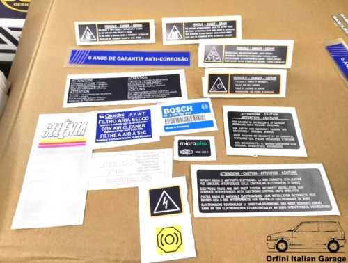 Fiat Uno MK2 Turbo IE Adhesive Decals Set Kit Adesivi Engine Body Motore View Front