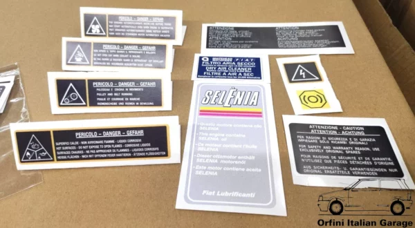 Fiat Uno MK1 Prima Serie Adhesive Decals Set Kit Adesivi Engine Body Motore View Front