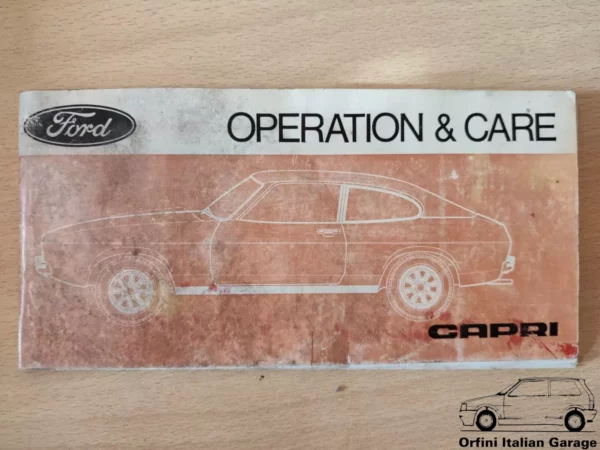 Ford Capri Owners Manual Driver's Handbook Libretto Uso Manutenzione View Rear