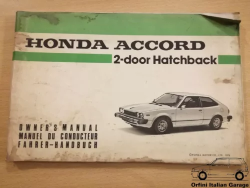 Honda Accord Owners Manual Driver's Handbook Libretto Uso Manutenzione View Front