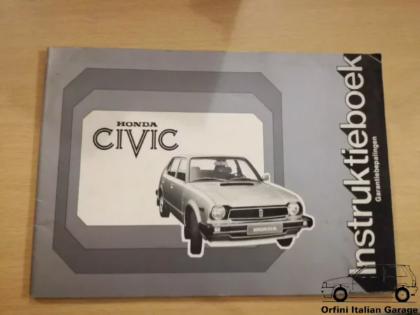 Honda Civic MK1 Owners Manual Driver's Handbook Libretto Uso Manutenzione View Front