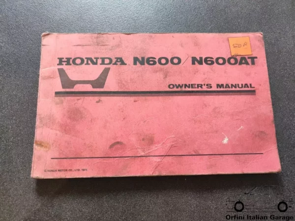 Honda N600 Owners Manual Driver's Handbook Libretto Uso Manutenzione View Front
