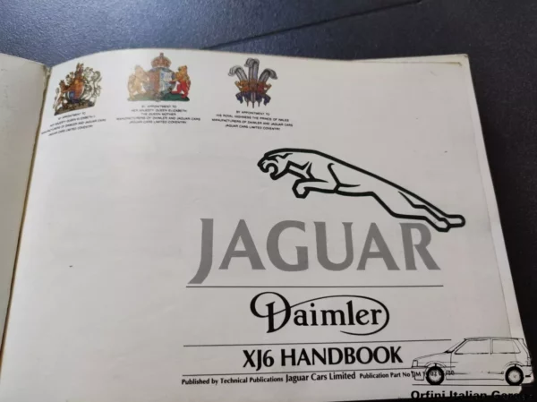 Jaguar XJ6 Daimler Owners Manual Driver's Handbook Libretto Uso Manutenzione View Rear