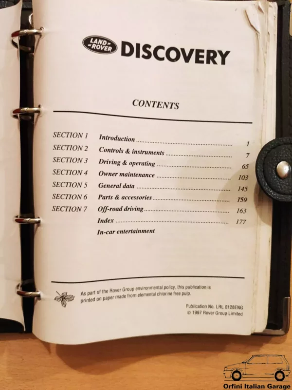 Land Rover Discovery Owners Manual Driver's Handbook Libretto Uso Manutenzione View Front