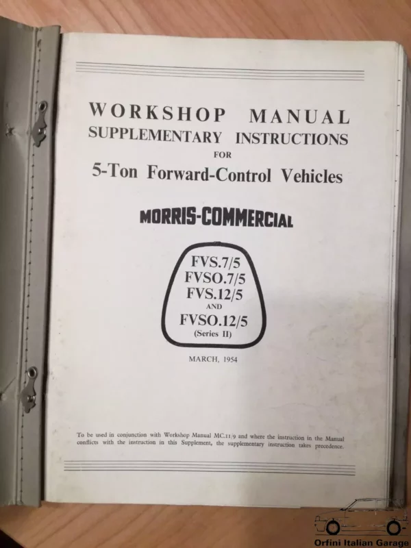 Morris Commercial FVS FVSO Range Workshop Service Repair Operation Manual View Rear