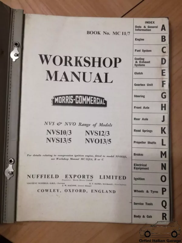 Morris NVS NVO Range Workshop Service Repair Operation Manual View Rear